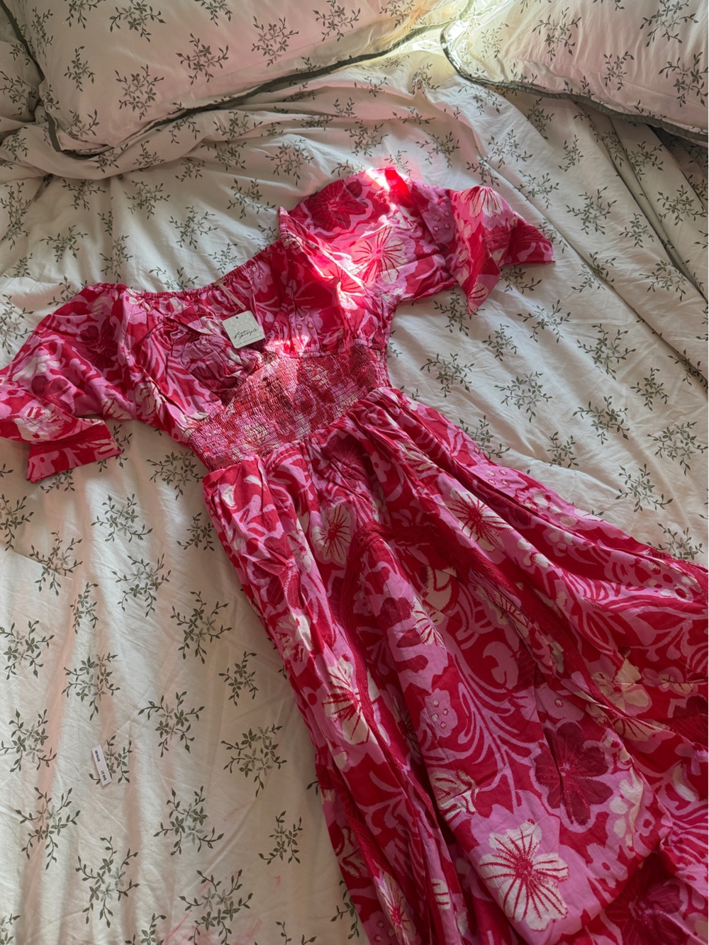 Free People Hot Pink Floral Maxi Dress